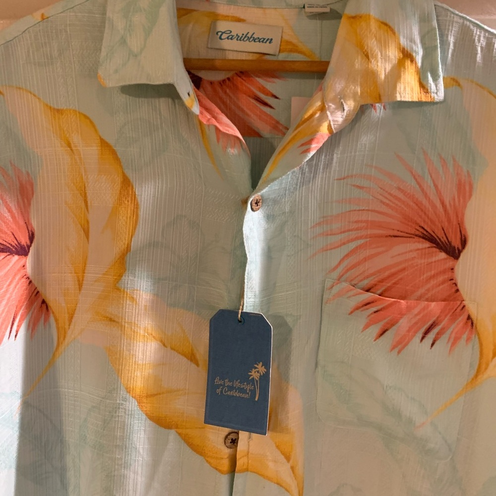Caribbean Roundtree and Yorke mens tropical print shirt NWT size XL - Picture 4 of 5